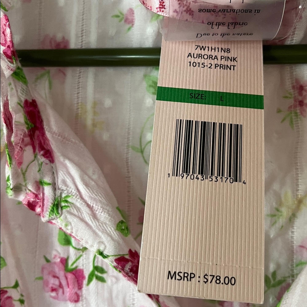Nanette Lepore Pink Floral Button-Up Blouse L New - Picture 5 of 5
